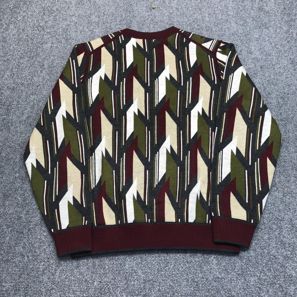 Murano Sweater Mens Large Multicolor Geometric Tight Knit Crewneck Pullover - Picture 6 of 7